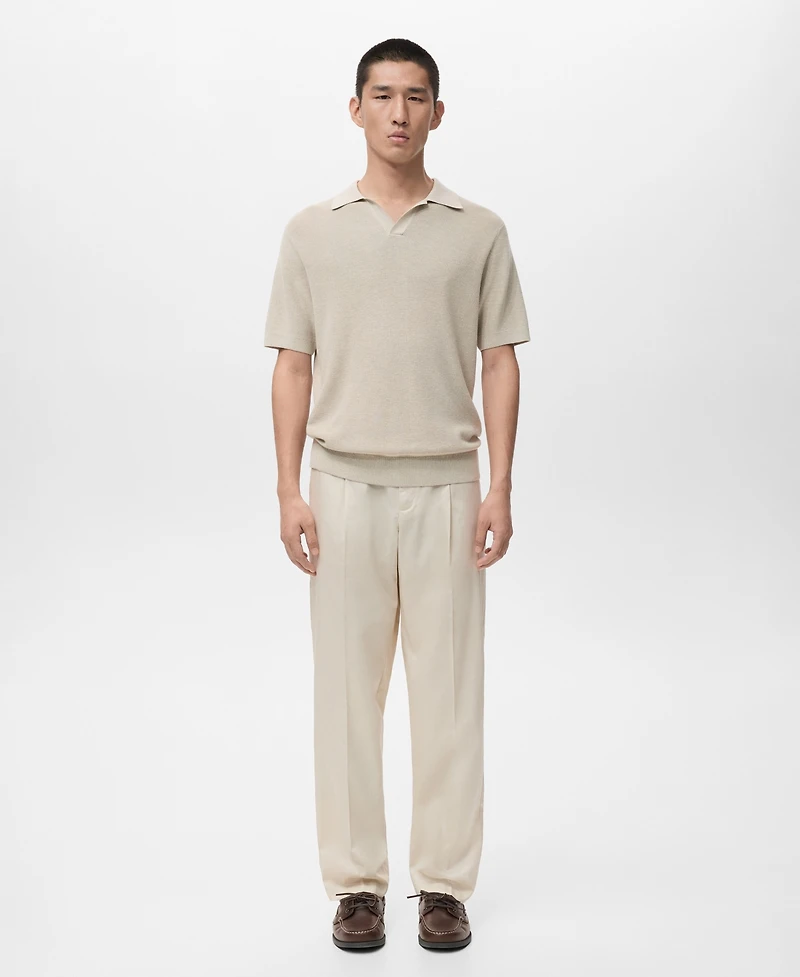 Mango Men's Structured Cotton Knitted Polo Shirt