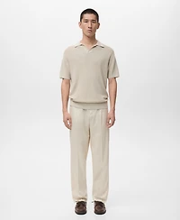 Mango Men's Structured Cotton Knitted Polo Shirt