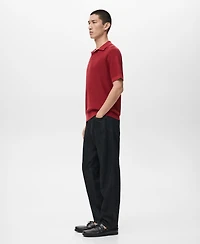 Mango Men's Structured Cotton Knitted Polo Shirt