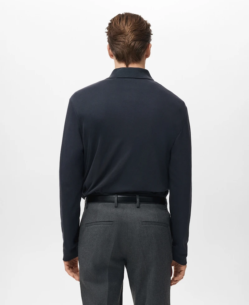 Mango Men's Regular-Fit Knitted Polo Sweater