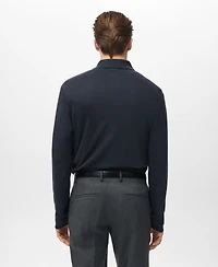 Mango Men's Regular-Fit Knitted Polo Sweater
