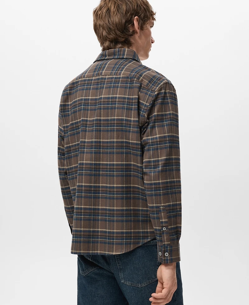 Mango Men's Cotton Flannel Checkered Shirt