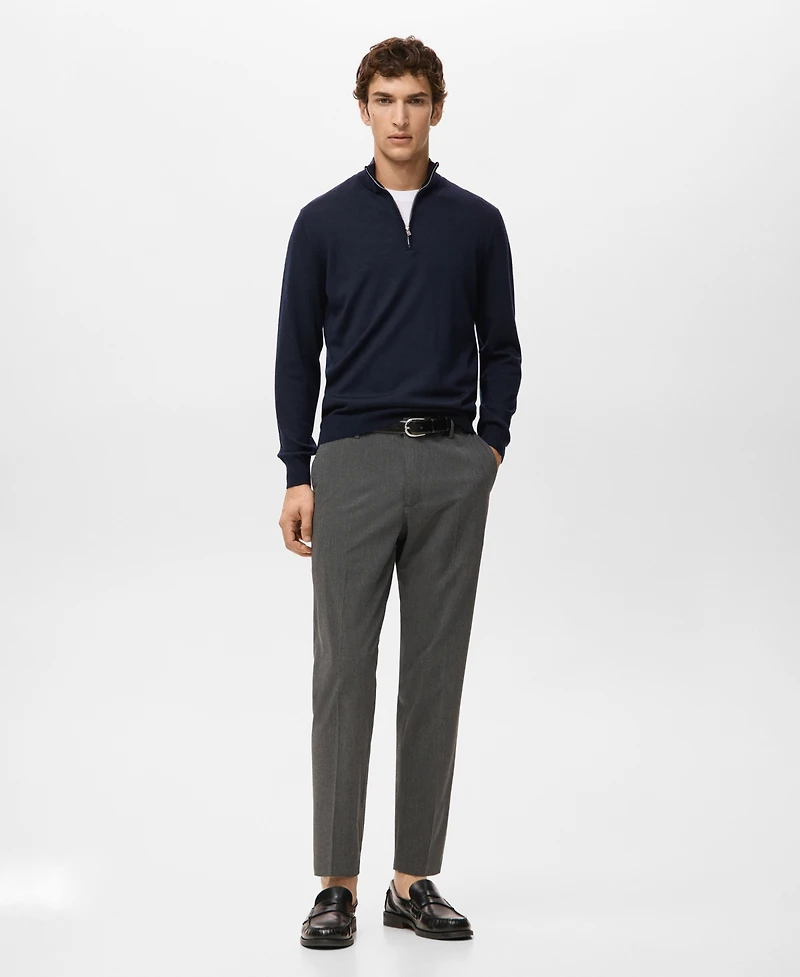 Mango Men's Perkins Collar Merino Wool Sweater