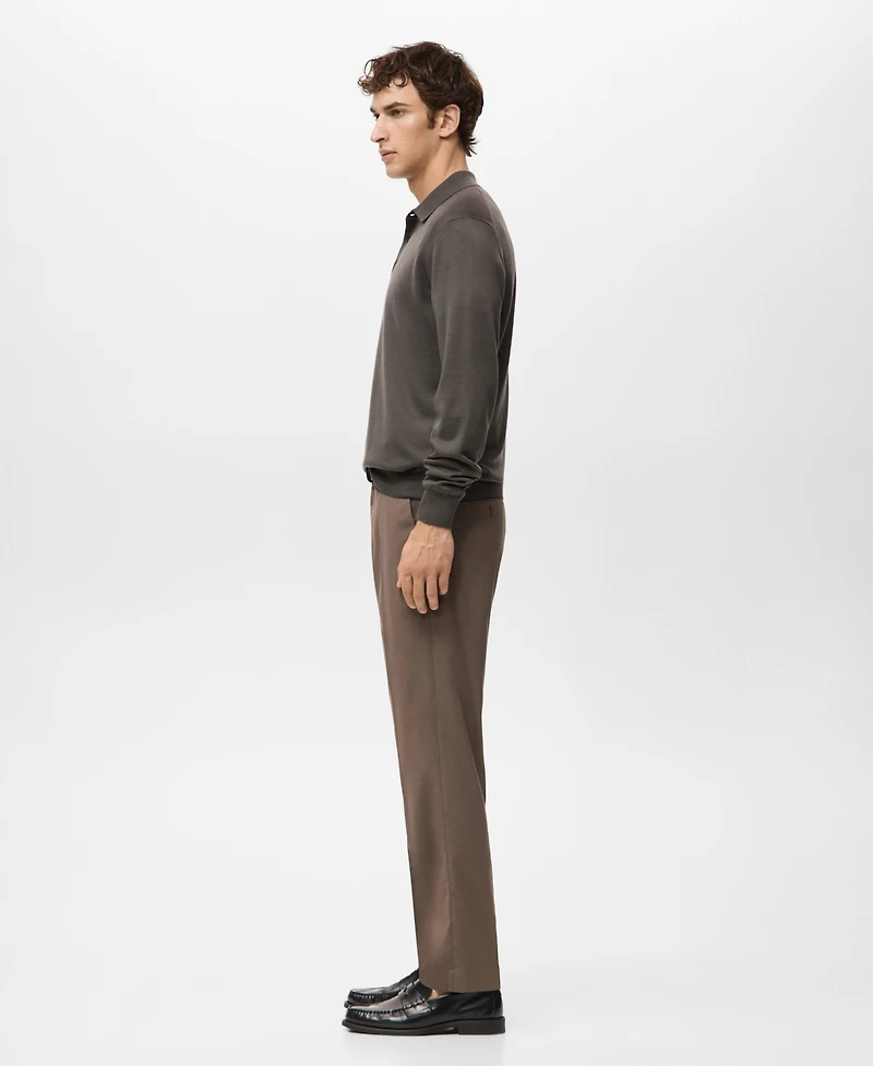 Mango Men's Merino Wool Polo Sweater