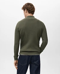 Mango Men's Zip Neck Ribbed Sweater