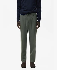Mango Men's Regular Fit Cord Pleated Pants