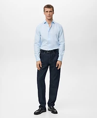 Mango Men's Cotton Slim-Fit Striped Shirt