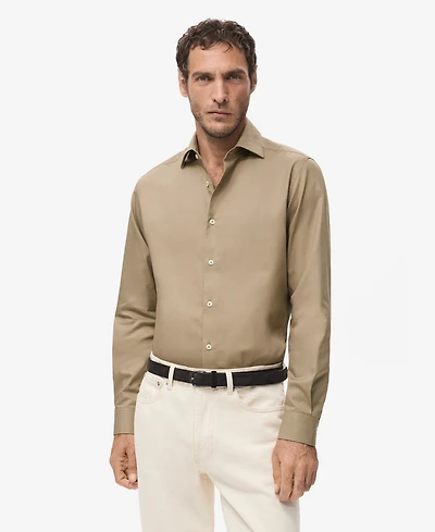 Mango Men's Slim-Fit Lyocell Cotton Shirt