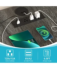 Aheaplus Reversible L Shaped Desk with 6 Drawers, 70.8'' Large Computer Outlets, Monitor Stand & Cpu