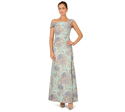 Adrianna Papell Women's Square Neck Floral Mermaid Ball Gown