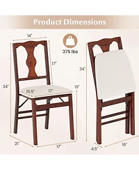 Gymax Set of 4 Folding Dining Chairs w/Rubber Wood Frame Soft Padded Seat Cushion