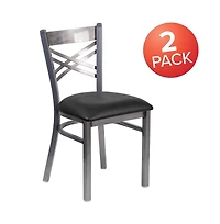 Emma+Oliver 2 Pack Clear Coated "X" Back Metal Restaurant Chair