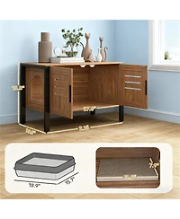 Aostirmotor Cat Litter Box Enclosure with Tall Legs in Brown