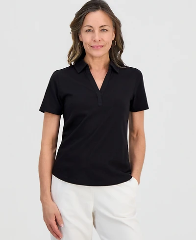Style & Co Petite Solid Modern Polo Shirt, Macy's Exclusive