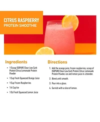 Isopure Clear Low Carb 100% Whey Protein Isolate Powder, Citrus Lemonade, 20g Protein, About 16 Servings