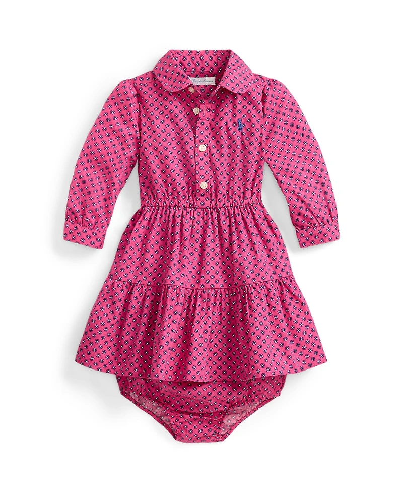 Polo Ralph Lauren Baby Girls' Floral Printed Dress & Diaper Cover, 2-Piece Set