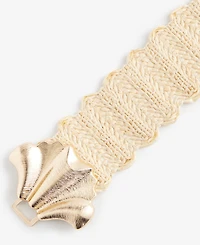 I.n.c. International Concepts Abstract Shell Buckle Stretch Straw Belt, Exclusively at Macy's