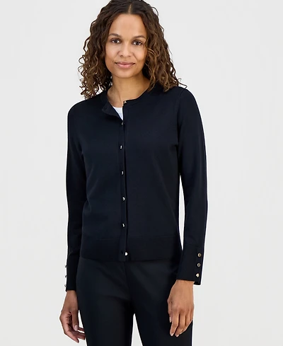 Jm Collection Petite Solid Cropped Cardigan, Created for Macy's