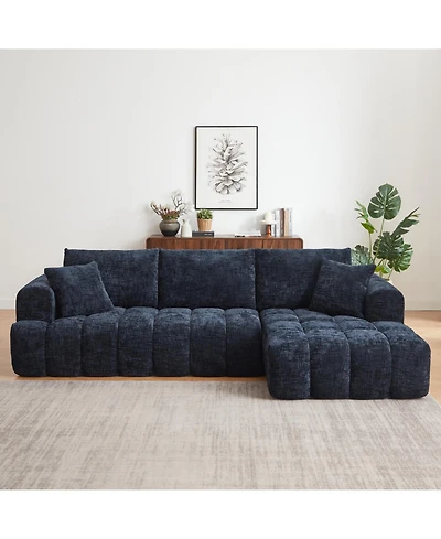 Streamdale Furniture Chenille L-Shape Sectional Sofa Sleeper Couch