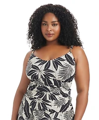 Bleu by Rod Beattie Plus Island Time V-Neck Over The Shoulder Tankini Top