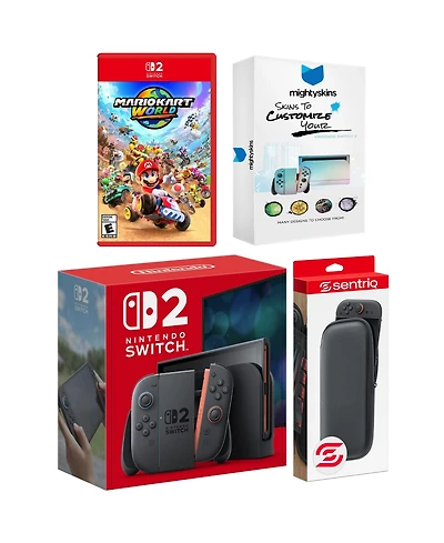 Nintendo Switch 2 Video Game Console with Mario Kart World, MightySkins Code and Protective Case Bundle