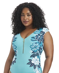 Bleu by Rod Beattie Plus Moddy Blooms Full Coverage One-Piece Swimsuit