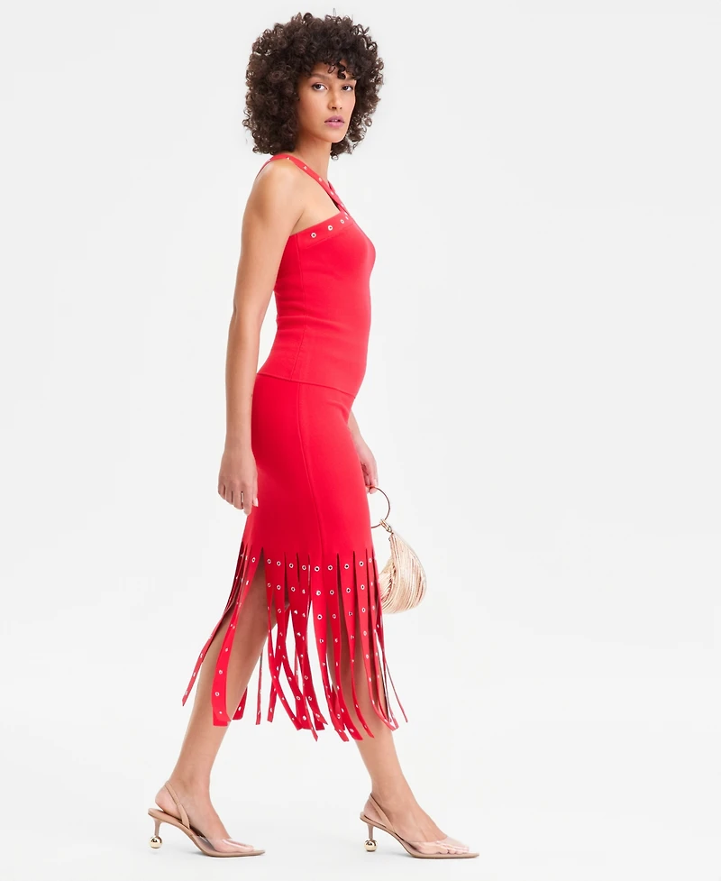 I.n.c. International Concepts Women's Grommet & Fringe Sweater Skirt