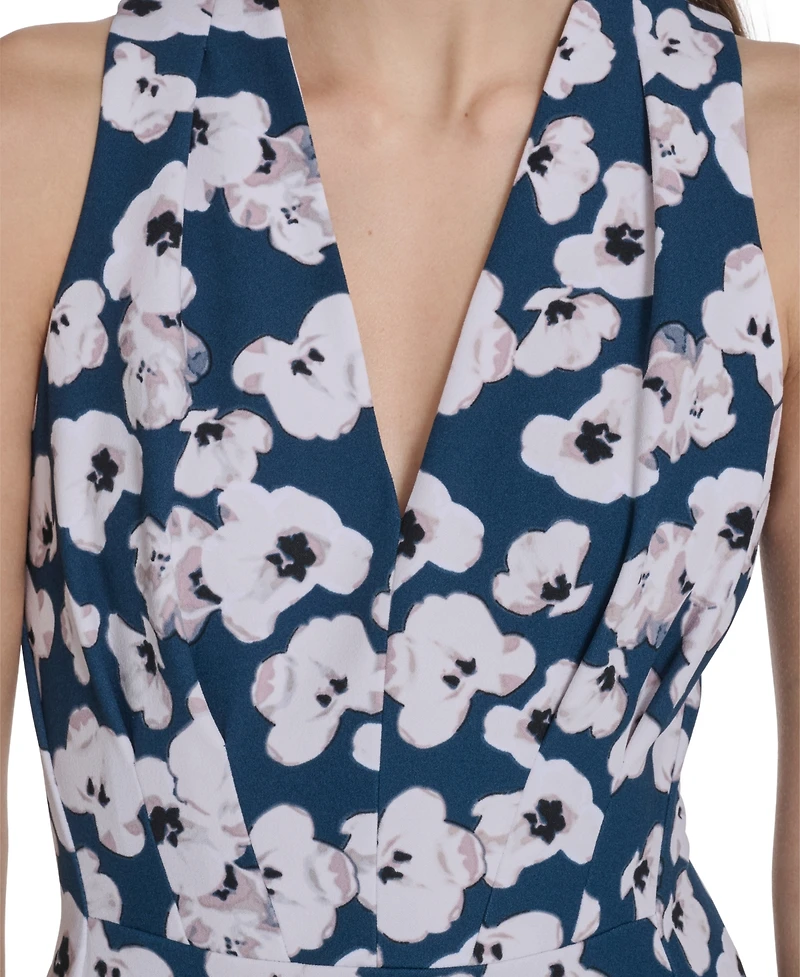 Calvin Klein Women's Printed V-Neck Midi Dress
