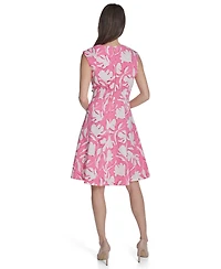 Calvin Klein Women's Printed V-Neck Midi Dress