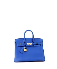 Pre-Owned Hermes Birkin 25 Handbag Blue Togo with Gold Hardware
