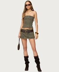 Edikted Womens Camelia Strapless Denim Corset