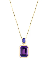 Effy Collection Diamond (0.004 ct. t.w.), Amethyst (5-1/2 ct. t.w.) & Tanzanite (1/2 ct. t.w.) Pendant Necklace in 14k Gold Over Silver