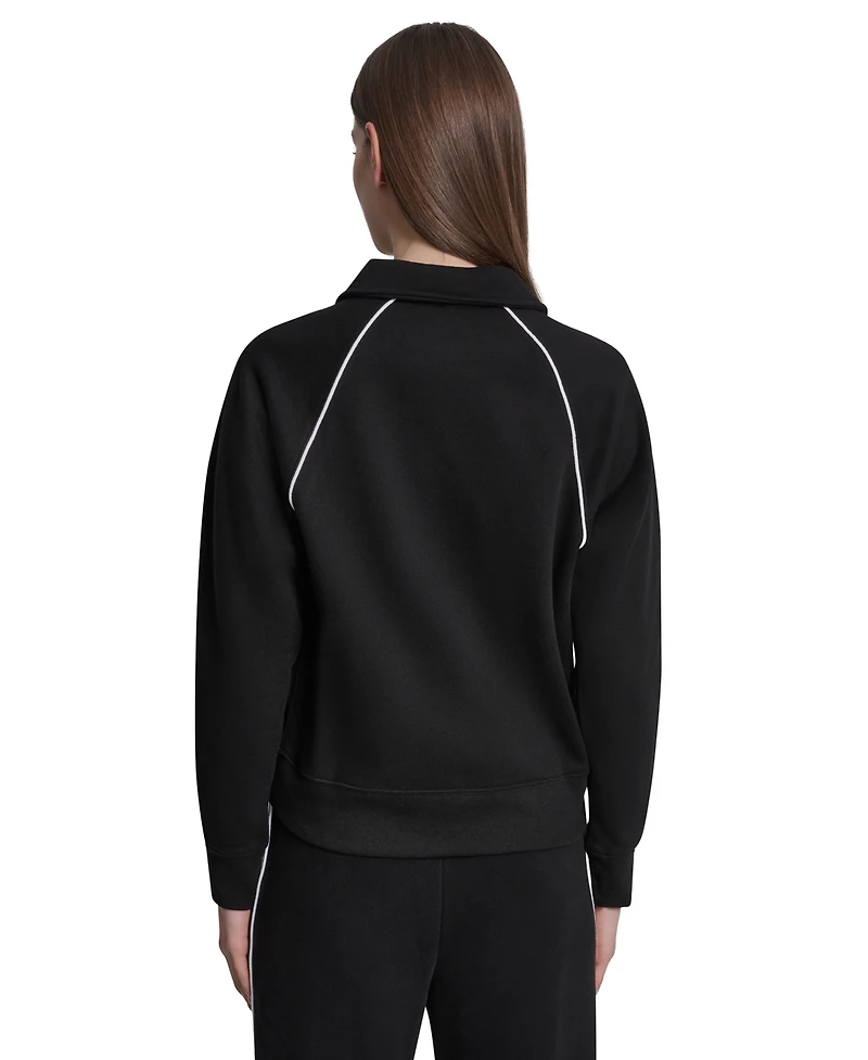 Dkny Sport Women's Hd Logo Piped Polo Sweatshirt