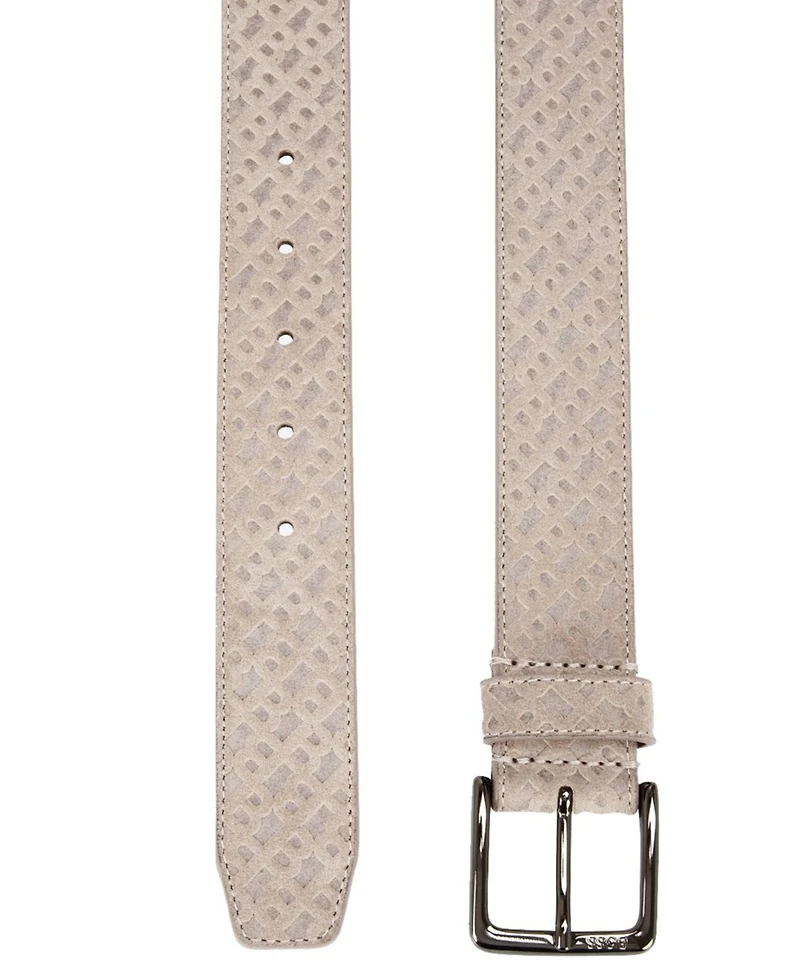 Boss Men's Engraved Logo Soft Suede Belt