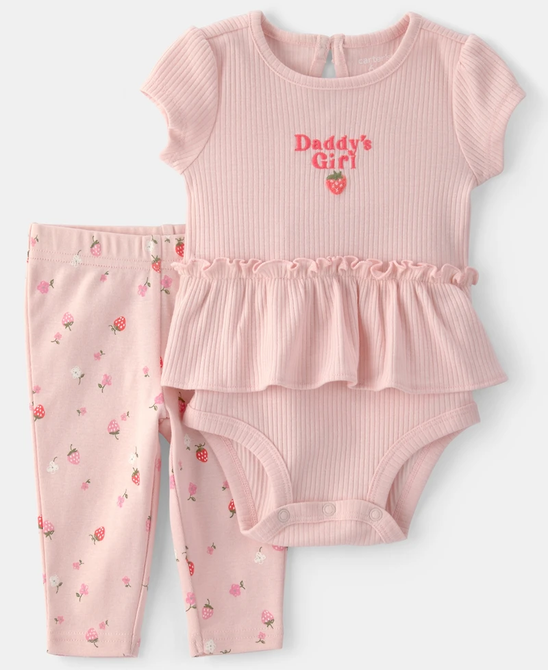 Carter's Baby Girls' Fruit Print Short-Sleeve Bodysuit and Pants, 2-Piece Set