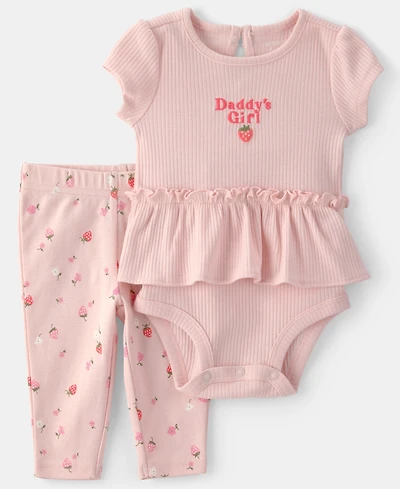 Carter's Baby Girls' Fruit Print Short-Sleeve Bodysuit and Pants, 2-Piece Set