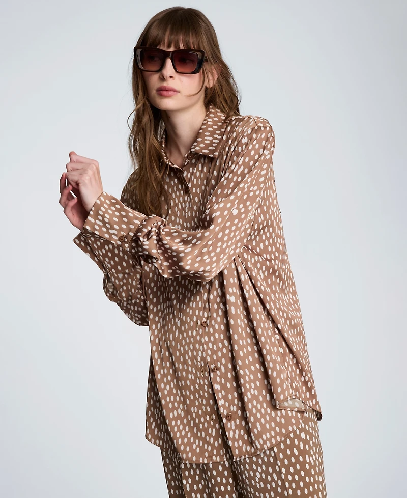 Kenneth Cole Women's Satin Long-Sleeve Shirt