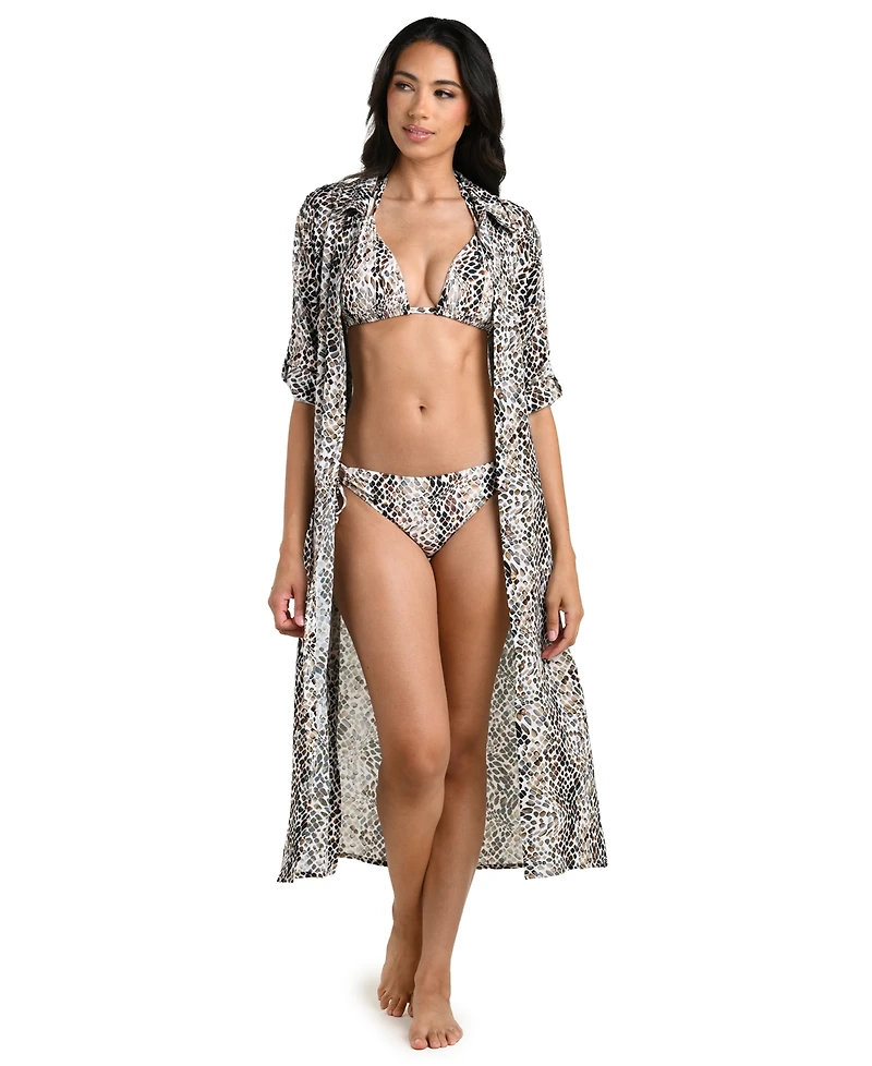 La Blanca Women's Wild Whispers Long-Sleeve Cover-Up Swim Shirt Dress