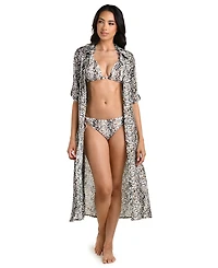 La Blanca Women's Wild Whispers Long-Sleeve Cover-Up Swim Shirt Dress