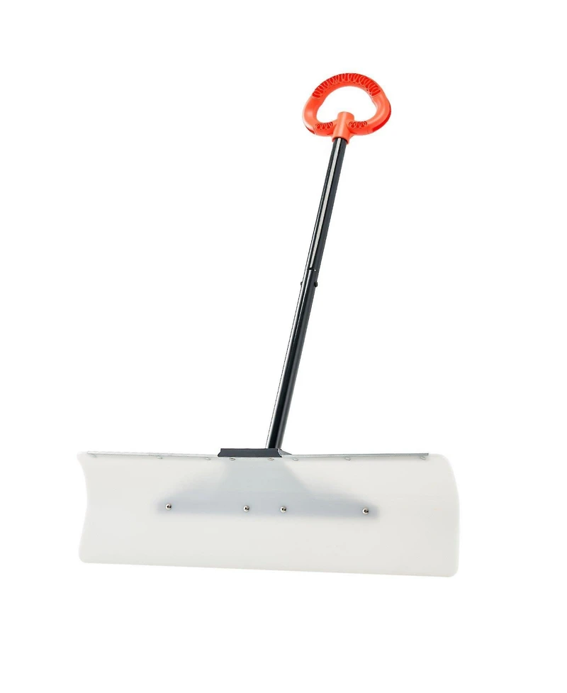 Mecale Snow Pusher Shovel, 30", Hdpe Blade w/ Metal Edge, Segmented Handle, Ergonomic Grip, Driveway/Garden