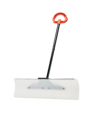 Mecale Snow Pusher Shovel, 30", Hdpe Blade w/ Metal Edge, Segmented Handle, Ergonomic Grip, Driveway/Garden