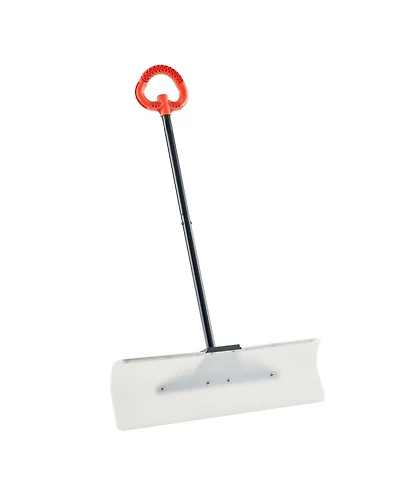 Mecale Snow Pusher Shovel, 30", Hdpe Blade w/ Metal Edge, Segmented Handle, Ergonomic Grip, Driveway/Garden