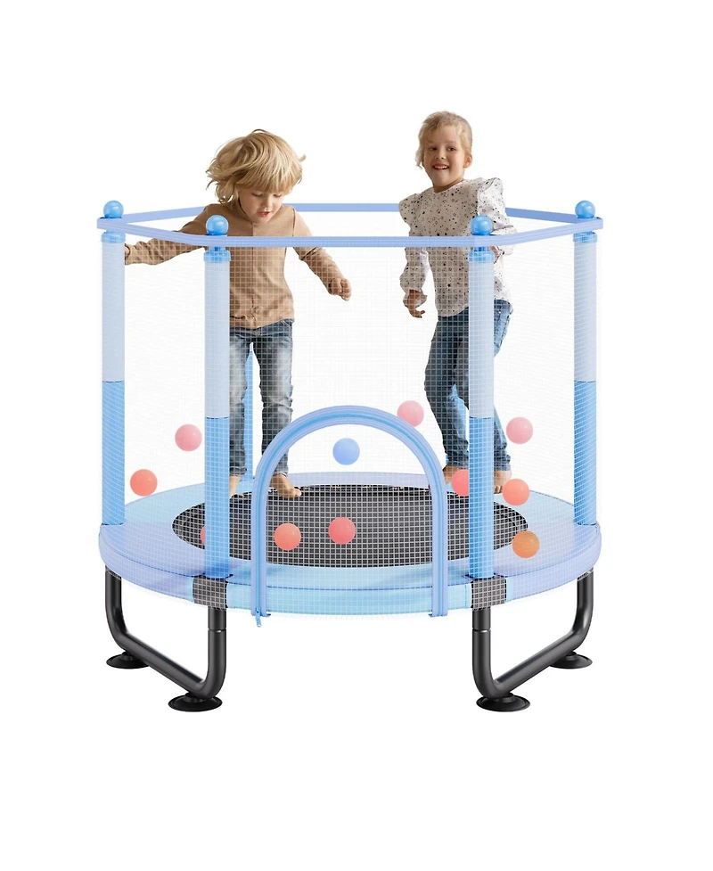 Mecale Kids Trampoline, 60" (5 ft), Enclosure Net & Basketball Hoop, Indoor/Outdoor, Ages 3