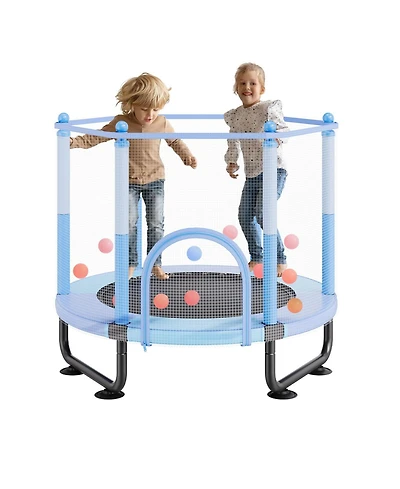 Mecale Kids Trampoline, 60" (5 ft), Enclosure Net & Basketball Hoop, Indoor/Outdoor, Ages 3
