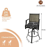 Mondawe Cast Aluminum 360degree(s) Rotating Rocking Chair With Cushion (Set of 2)