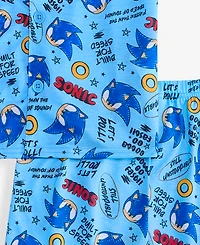 Sonic Hedgehog Boys' 4-10 Button-Down Short Pajamas, 2-Piece Set