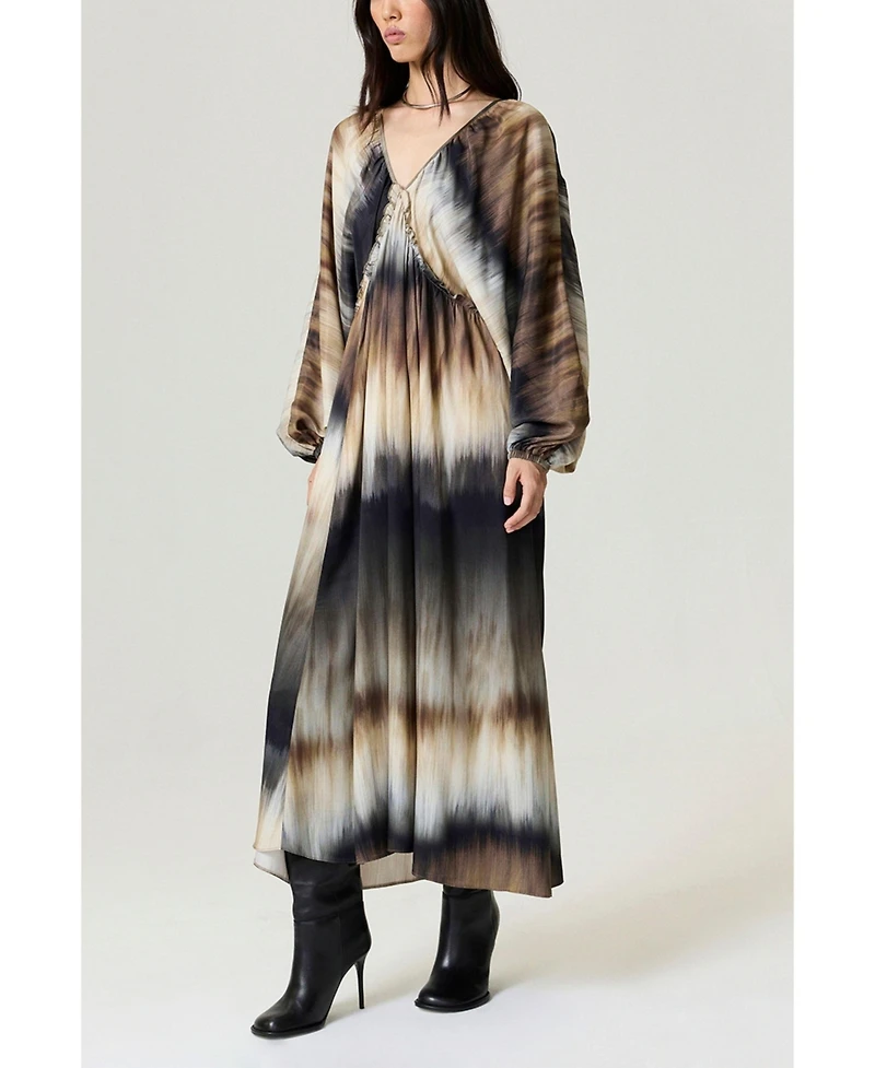 Nocturne Women's Tie-Back Batik Print Maxi Dress