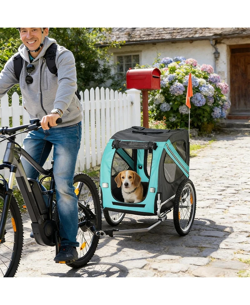 Aostirmotor Dog Stroller Bicycle Carrier with 2 Wheels in Green
