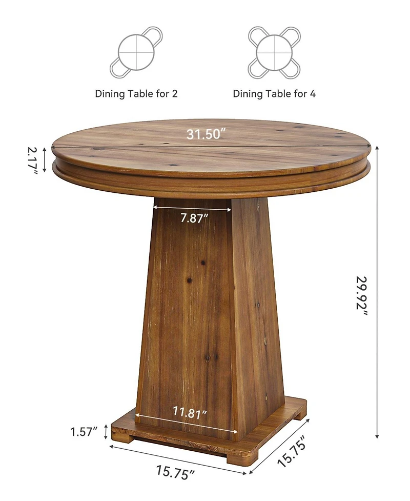 Tribesigns Solid Wood Round Dining Table, Small Kitchen Table for 2, Modern Farmhouse Dinner Table