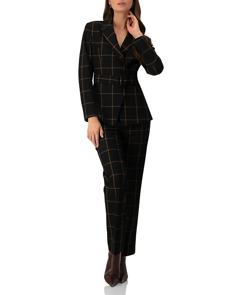 Ivonne Women's Black Tailored Straight-Leg Trousers